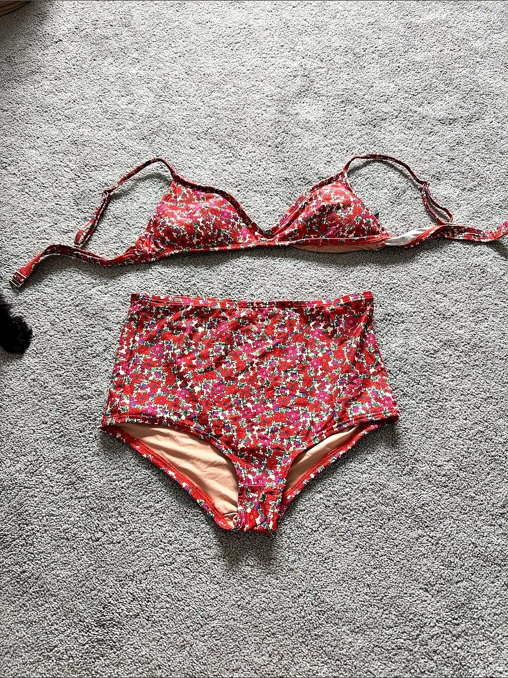 J.Crew Dauphinette x J.Crew High-Rise Bikini Floral Red &